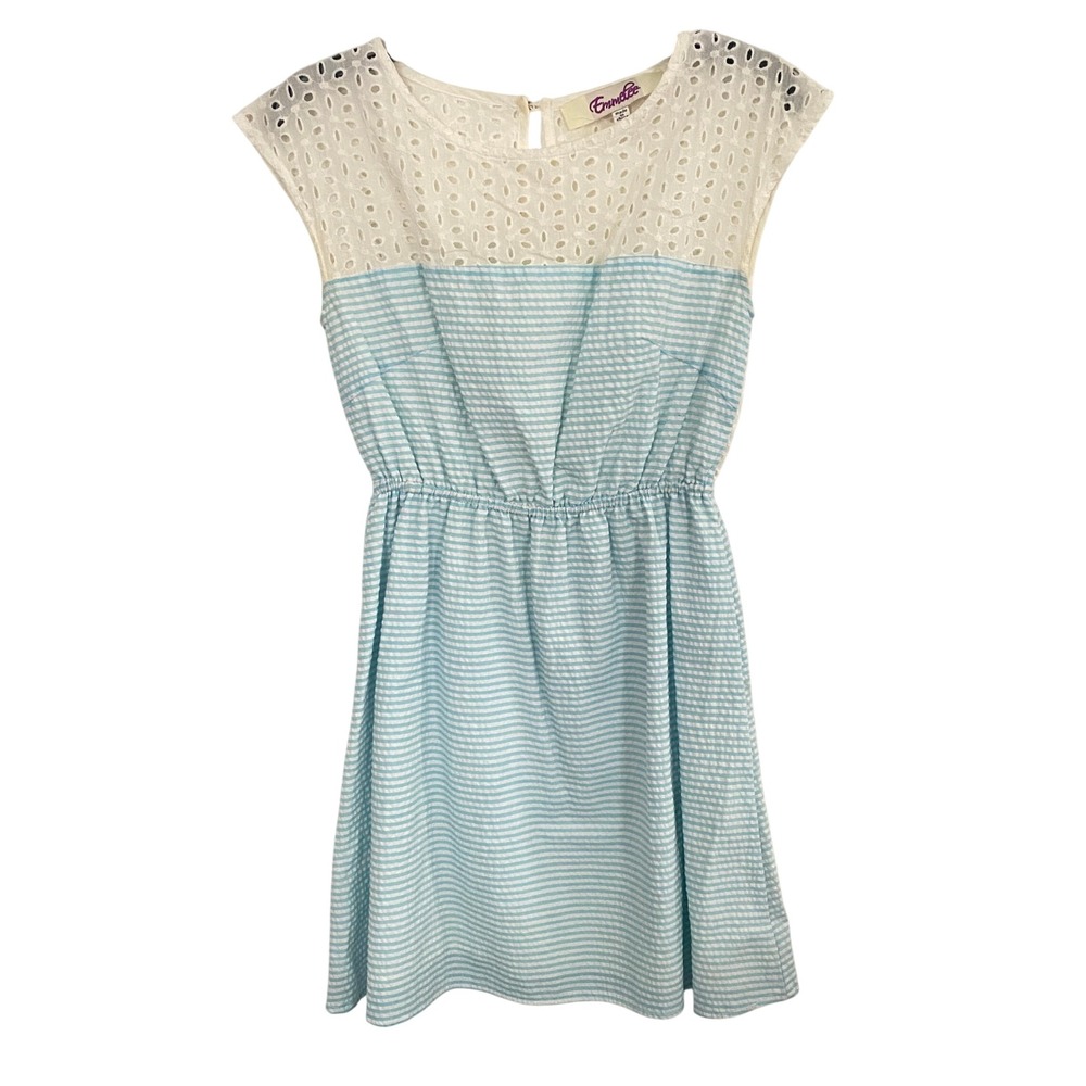 Emmelee Eyelet Striped Elastic Waist A-Line Dress Size S Country Farmcore